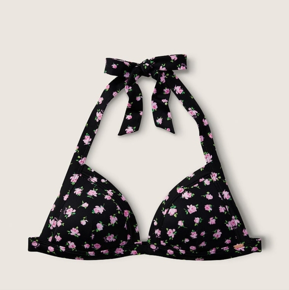 Pink Victorias Secret Push Up Triangle Bikini Top Floral Print - Picture 3 of 6